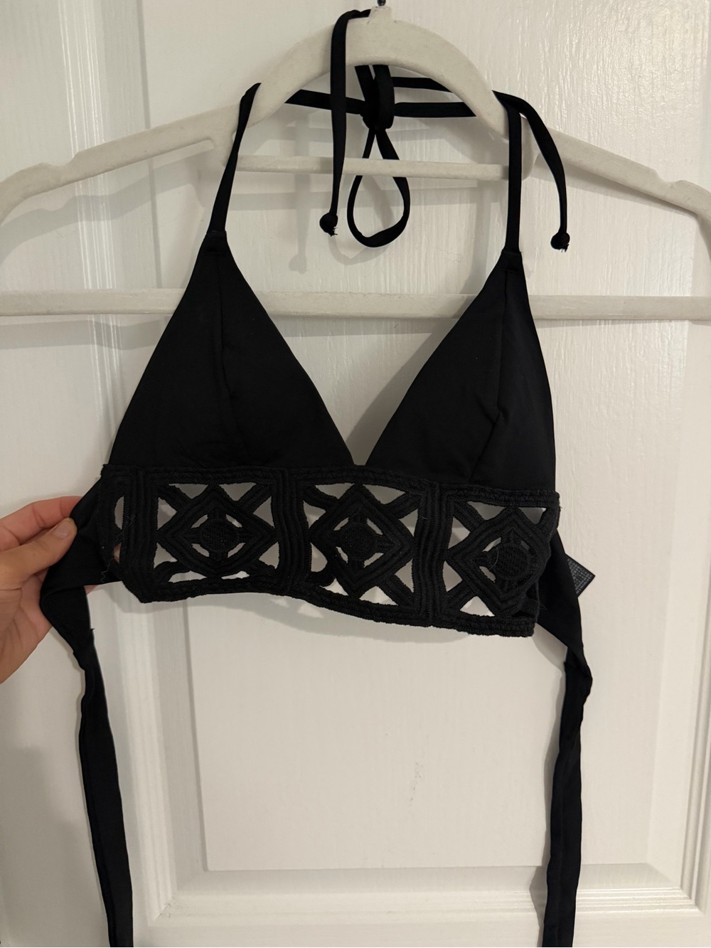 H&M Black Crochet-Trim Triangle Bikini Top